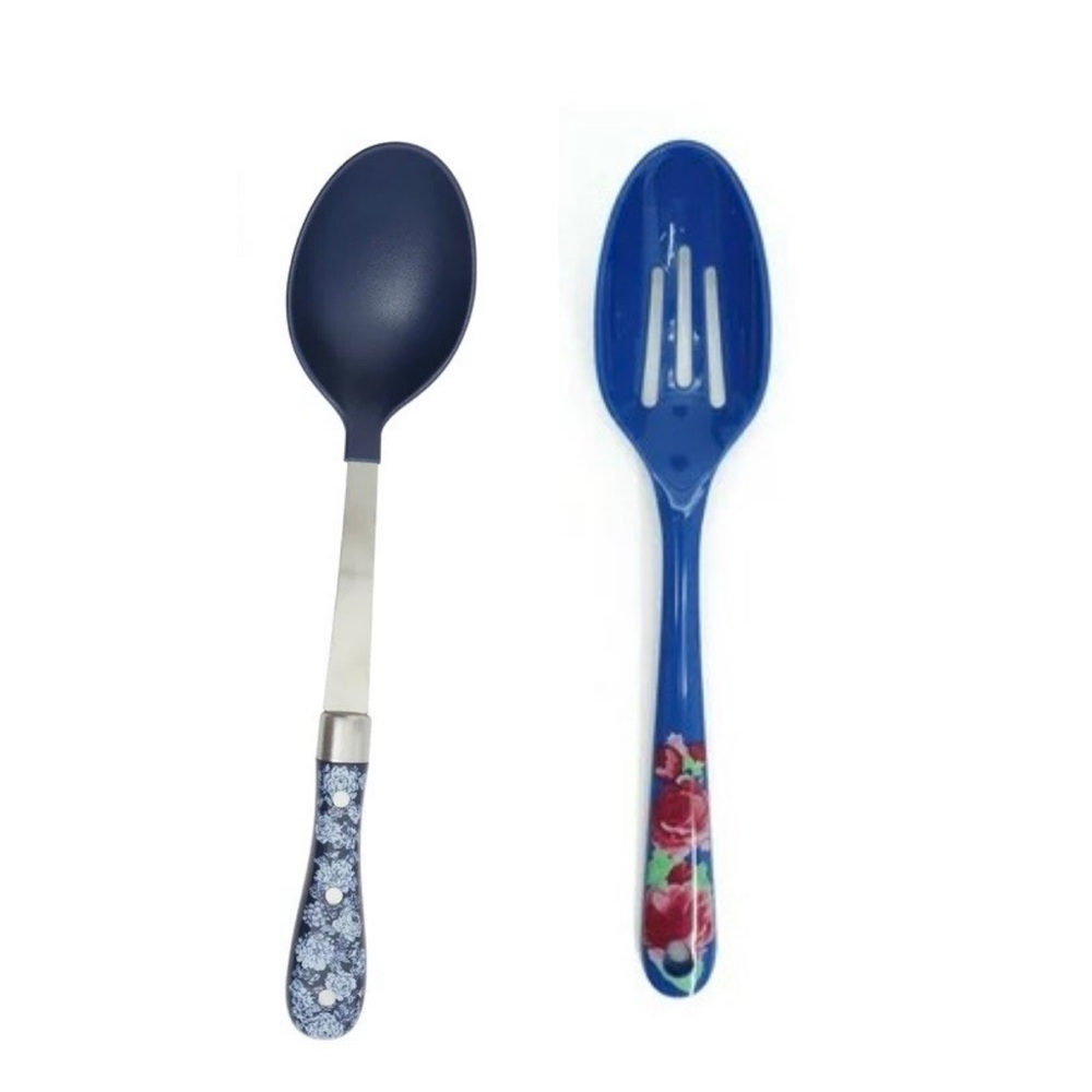 NEW The Pioneer Woman Decorated Nylon & Slotted Spoon Set